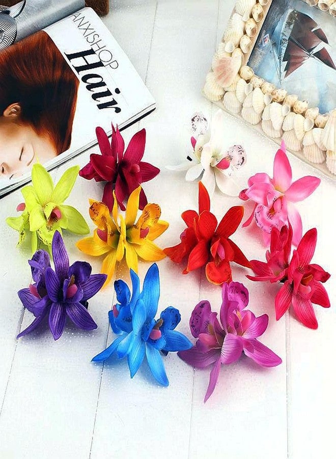 Aacehlh 6 Pcs Hawaiian Flower Hair Clips for Women, Artificial Plumeria Hibiscus Flower Hair Clips Accessories for Vacation, Parties, Beach, and Seaside Events (Orchid) - Image 4